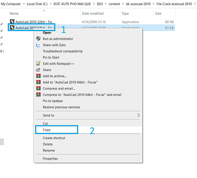 Cách crack autocad 2010