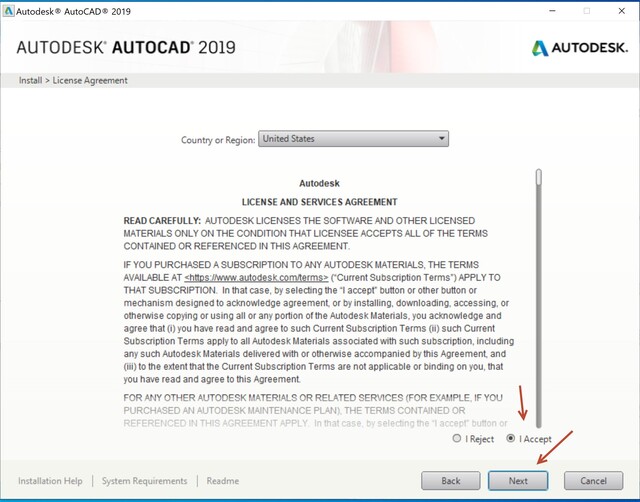 Cài đặt autocad 2019