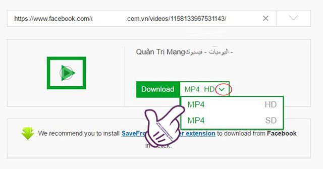 Cách tải video facebook bằng savefromnet