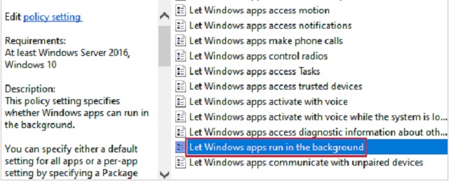 Chọn tiếp Let Windows apps run in the background