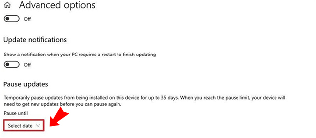 Cách tắt update win10