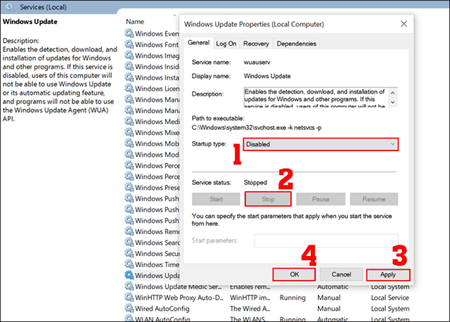 Cách tắt update win10