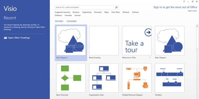 Microsoft Visio 2013 cung cấp các template có sẵn giúp tạo ra các biểu đồ trực quan, chuyên nghiệp