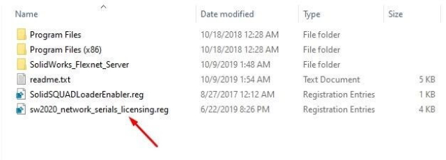 Mở file sw2020_network_serials_licensing.reg