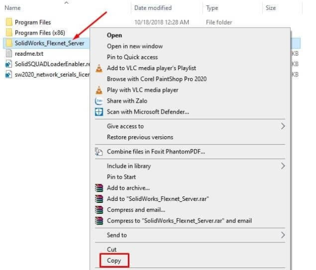 Copy file SolidWorks_Flexnet_Sever