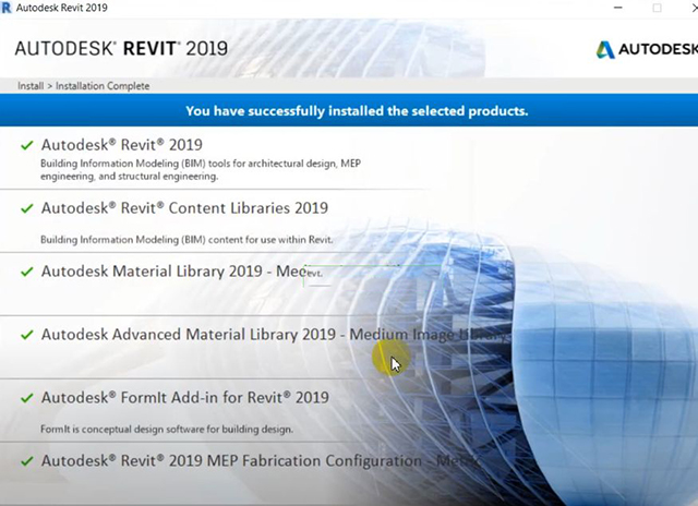 Cài đặt revit 2019