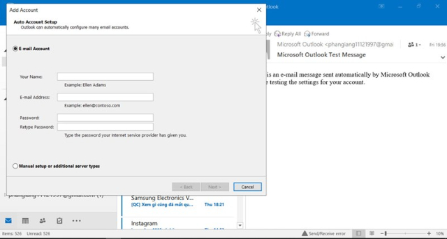 Cài đặt email trong outlook 2016 cho người đã kết nối