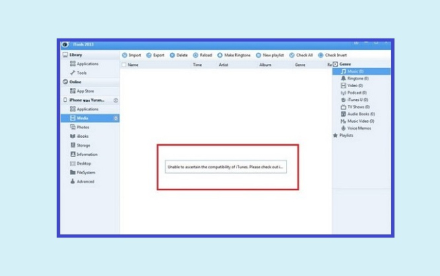 Lỗi Unable to ascertain the compatibility of iTunes please check out iTunes