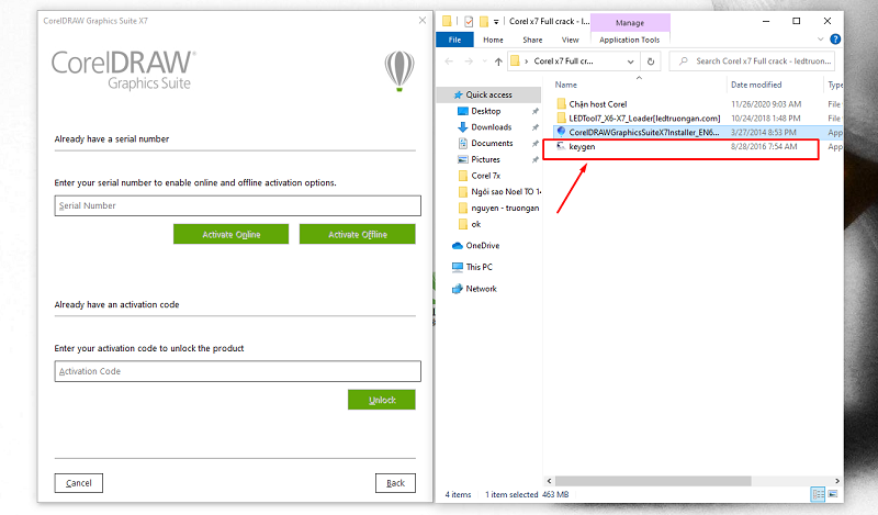 Hướng dẫn crack corel x7 bằng Keygen