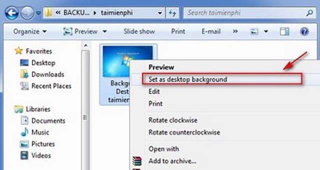 Đặt file ảnh làm hình nền