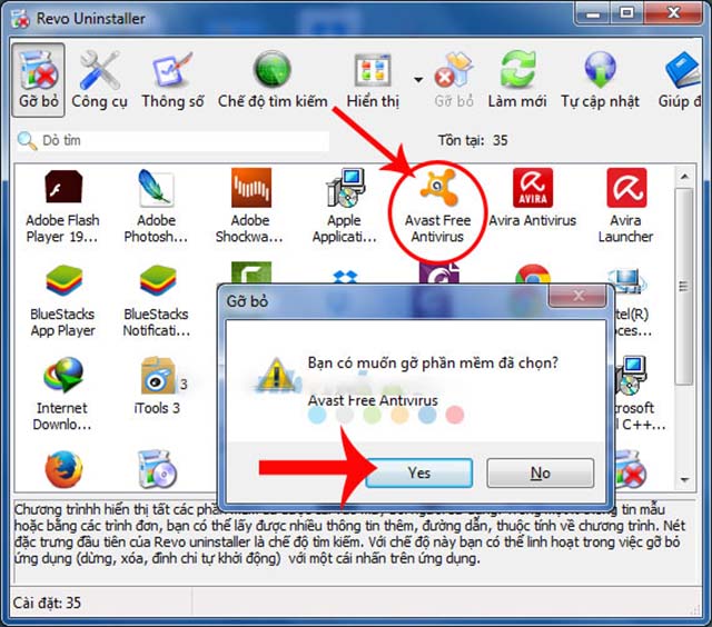 Gỡ bỏ Avast trong Control Panel
