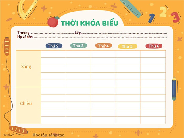 Mẫu thời khóa biểu power point