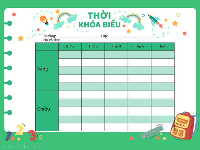 Mẫu thời khóa biểu power point