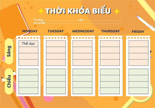 Mẫu thời khóa biểu power point