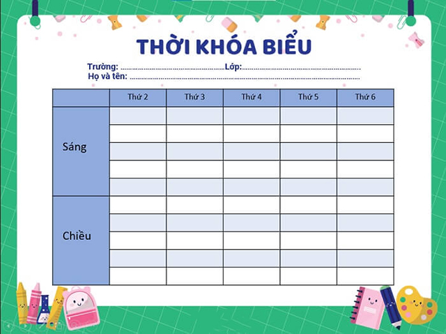 Mẫu thời khóa biểu power point