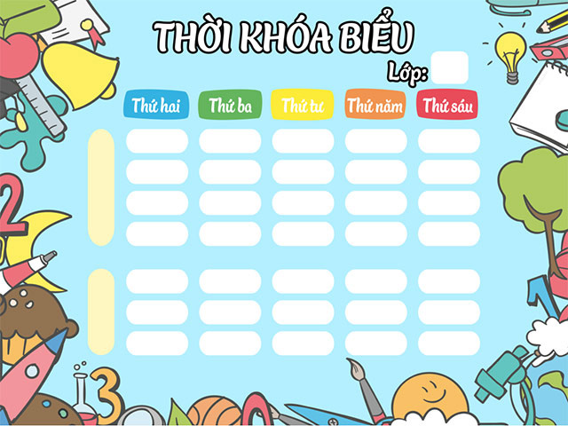 Mẫu thời khóa biểu word đẹp