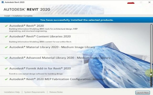 Màn hình xuất hiện hình ảnh như này là cài đặt Revit 2020 thành công