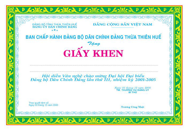 Mẫu giấy khen đẹp