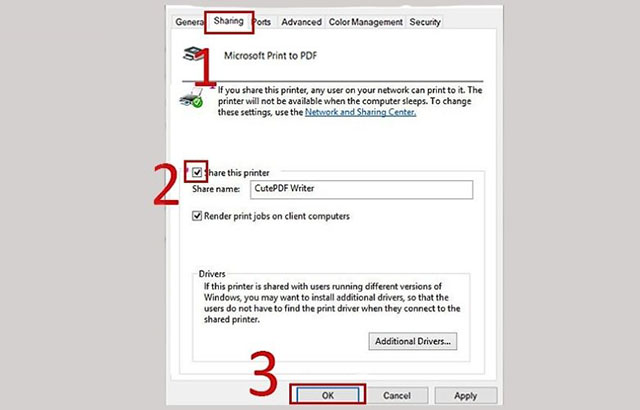 Cách share máy in giữa 2 máy tính windows