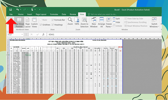 hướng dẫn cách in excel vừa trang A4 bằng page Breaks Preview