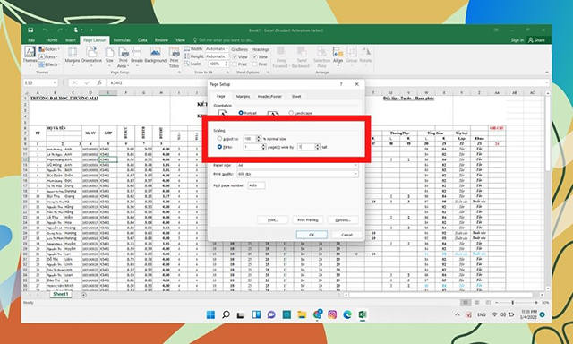 hướng dẫn cách in excel vừa trang A4 bằng Breaks