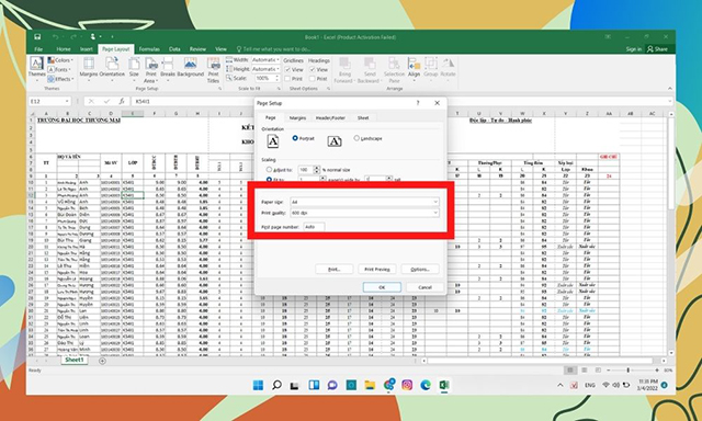 hướng dẫn cách in excel vừa trang A4 bằng Breaks