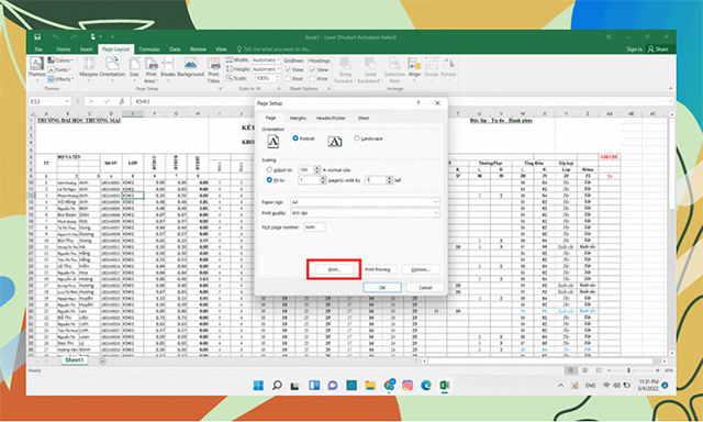 hướng dẫn cách in excel vừa trang A4 bằng Breaks